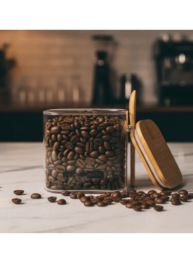Kitchen Mark Glass Canister with Bamboo Lid &amp; Spoon