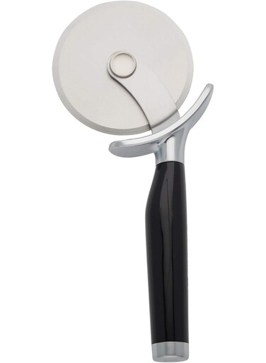 Pizza Cutter with Handle for Cutting Crust, Pie and More, Built-In Finger Guard, Safe and Comfortable, Comfortable Grip to Protect Fingers, Dishwasher Safe, 9 Inches, Black