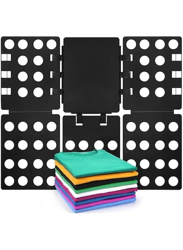 Goodern T Shirt Folding Board,Adjustable T Shirts Clothes Folder Wrinkle Free Durable Plastic Laundry Boards Home Storage Tool Laundry Organizer Easy and Fast for Kids and Adults to Fold Clothes-Black