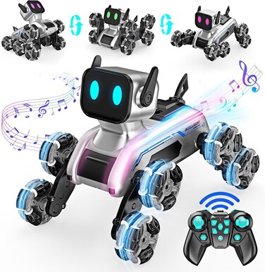 Robot Dog Toys for Age 8-13, 8WD Remote Control Cars Robot Dog Rc Car with Light &amp; Sound