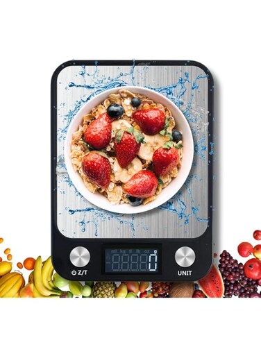 MULTI BLISS&reg; Mini Food Scale Digital Kitchen High Accuracy 10kg/10000gm Multifunction Food Weighing Scale Coffee Electronic Jewelry Scale, 7 Weighing Sensors, LCD Display Stainless Steel Slim &amp; Tare