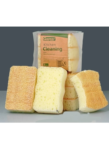 Loofah Sponges for Dishes Pack of 3 - Compostable and Cellulose Kitchen Loofah - Plastic Free Dish Sponges Kitchen with Cotton Hanging Loop