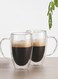 2Pcs Double Wall Glass Coffee Mugs with Handle Insulated Glass Clear Espresso Cups Heat-resistant Double-layer Milk Mugs Tea Cup 350ML