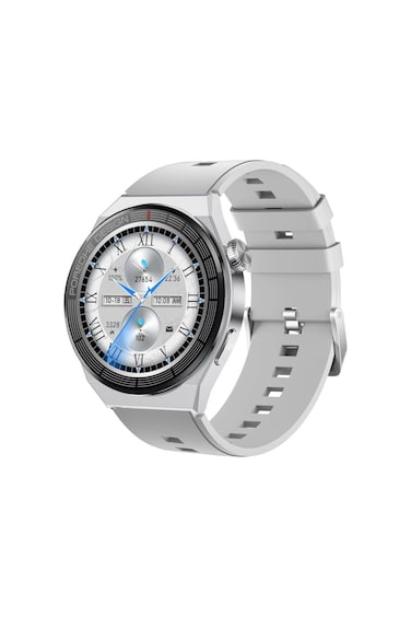 Zebro Smart Watch Silver Dial with Grey Silicone &amp; Silver Metal Strap, 1.43&rdquo; AMOLED