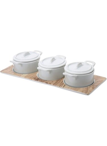 SHALLOW SERVING ROUND CASSEROLES W/ COVER X 3- 27*11*6CM