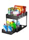 2 Tier Slide Out Organizer for Condiments Toiletries Cosmetics Laundry Products Multifunctional Sliding Shelf Storage Rack Kitchen Countertop Under Sink Bathroom Home Office Black