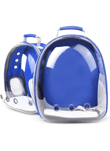 Pet Carrier Backpack,Cats and Puppies Cat Breathable bag Pet Portable Carrier Bag Outdoor Travel backpack for cat and dog Transparent Space (Blue)