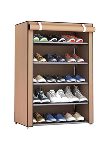 Arabest Shoe Rack - 5-layer Easy to assemble Shoe Rack Cabinet, Waterproof, Dustproof And Lightweight, Large capacity Shoe Cabinet Storage With Dust Cover，Brown