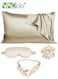 5PCS Pillowcase for Hair and Skin Vegan Silk Pillowcase Set 2 Satin Pillowcases 1 Hair Tie 1 Eye Mask 1 Scrunchie-Luxury Sleep Set Leopard Gold