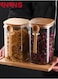 Glass Jar Set,Glass Food Container With Lids And Spoon,1200ML Food Storage Containers,Set Of 2