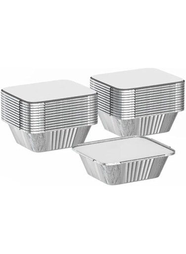 Cleaning Superstore Diamond Aluminium Food Storage Containers, With Lid, Take away Aluminium Food Containers, Lunch Box- Food Storage Containers, Silver, 1850 CC (25)