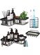 Beauenty Corner Adhesive Shower Caddy Shelf with Soap＆Toothbrush Holder, 4 Pack Rustproof Stainless Steel Bathroom Organizer, No Drilling Wall Mounted Rack, Black (D)