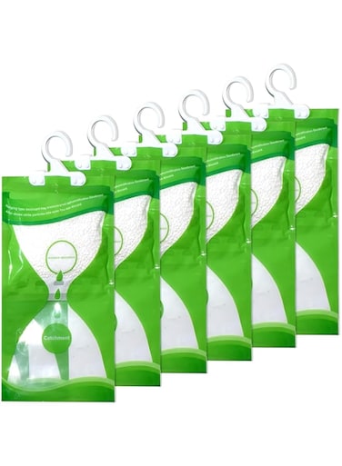 6 Pack Hanging Moisture Absorber,Wardrobe Dehumidifier Hanging Bags,Moisture Absorber Moistureproof Desiccant Use for Kitchen Wardrobe,Closet Dehumidifier Bags,160 gram each