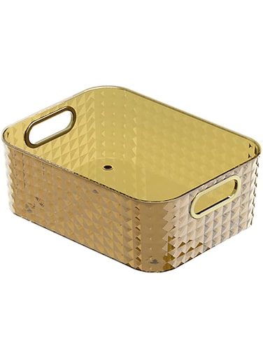 SXSZZXL Makeup Organizer Transparent Cosmetic Storage Box Table Top Display Case Plastic Storage Bins Sundries Snack Organizer for Kitchen Bathroom (Yellow)