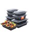 Meal Prep Food Containers with Lids Microwave Safe, 18.5 x 12.5 x 7.5 cm(28 oz. - Black, 50 Pieces. - Plastic)
