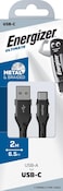 Energizer Ultimate Metal Braided USB-A To Type-C Cable, Compatible With Quick Charge, High-Twist Resistance, Fast Charging Cable, 2M Black