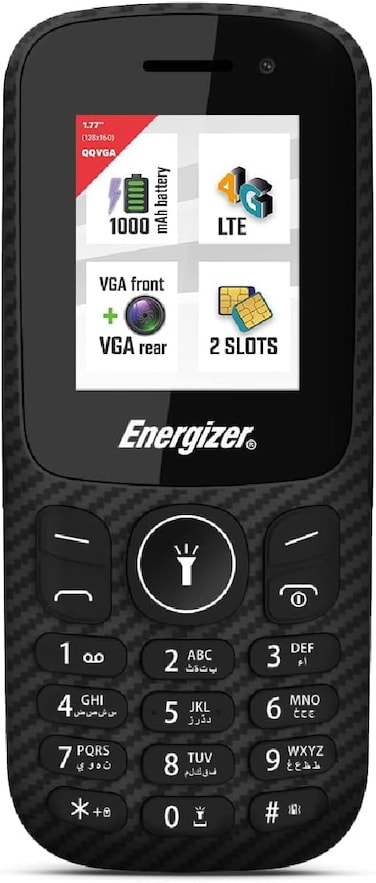 Energizer Mobile E130S - 4G - Arabic Keypad Phone - Dual SIM Cell Phone (Nano Sim) - Black