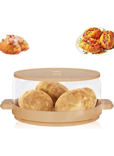 AquaFalcon Potato Microwave Cooker SEEN-ON-TV Tender Fluffy Cooks in Minutes Steamer, Dishwasher-Safe Home Kitchen Gadgets Accessories Essentials for New Home, 8 Inches Clear