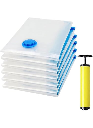 Sulfar Vacuum Storage Bags 6 Jumbo Pack, Space Saver Bags for Clothes, Pillows, Comforters, Blankets Storage, Vacuum Sealer Compression Bags with Travel Hand Pump (60&times;80cm)