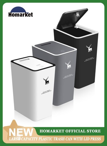 3 Pack 10L / 2.6 Gallon Small Trash Can with Lid, Bathroom Garbage Can with Pop-Up Lid, Waste Basket for Bathroom, Kitchen, Bedroom, Powder Room, Craft Room, Office, College