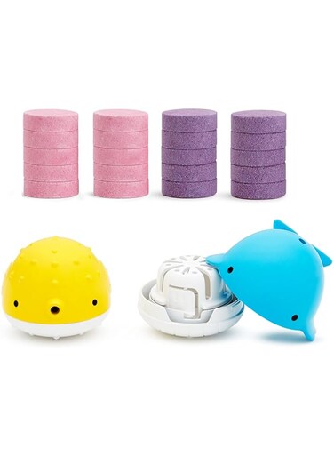 Munchkin Color Buddies, colorful and entertaining, set of 20 bath bombs &amp; 2 dispenser toy, bath activity, happy kids, infant/baby/Toddler/Kids, 24 Months and above