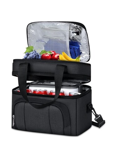 Pomefar Lunch bag for Men Women Cooler Bag Insulated Lunch Box with Adjustable Strap Reusable Leakproof Lunch Tote Bag for Work Picnic School Hiking, Black