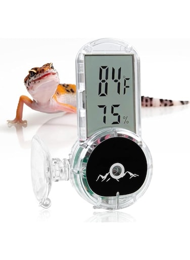 TERRIFI Upgraded Reptile Terrarium Thermometer Hygrometer, Digital Pet Temperature and Humidity Gauge with Suction Cup, 4-Sides Mounting, Ideal for Reptile Rearing Box and Tank