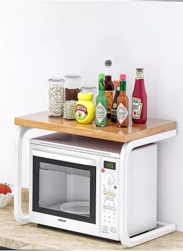 Microwave Oven Rack Floor-standing Spice Storage Artifact Desktop Double Shelf 53 x 32 x 32 cm