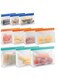 O2frepak 10 Packs Reusable Food Storage Bags - Extra Thick Ziplock Bag for Food Storage, Reusable Sandwichs Bags, Lunch Snack Bags, Make-up Travel Home Organization