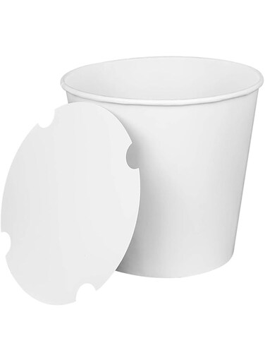 12 Pcs Large Food Buckets with Paper Lids (170 oz/5000 ML) Chicken Bucket,Ice Bucket, Disposable Outdoor and Party Food Bucket, Greaseproof, Eco-friendly, Thick and Sturdy Kraft Paper Bucket with Lid