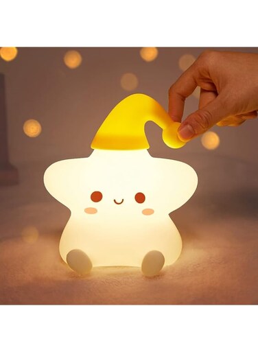 One Fire Silicone Rechargeable Battery Cute Stars Night Light for Kids