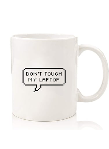 Premium Quality Two Sided Printed Coffee Mug Tea Cup For Home Office, Kids Men Women Dont touch my laptop