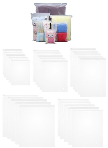 PCS Plastic Bags Frosted Zipper Bags Resealable for Clothes- 5 Sizes