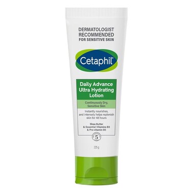Cetaphil Daily Advance Ultra Hydrating Face &amp; Body Moisturizing Lotion For Men &amp; Women With Dry and Sensitive Skin, Unscented, 225g