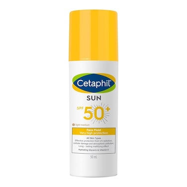 Cetaphil Sun Face Fluid Light-Medium Tinted Face Moisturizing Sunscreen With SPF 50+ For All Skin Types, Unscented, 50ml