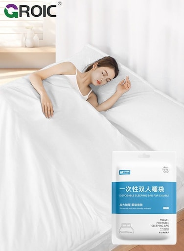 Disposable Bed Sheets,Disposable Sleeping Bag,Disposable Fitted Sheets Travel Bedding Cover for Hotel, Sheet with Quilt and Pillowcase