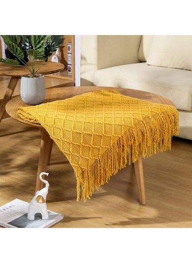 and Breathable Napping Blanket Cotton Yellow 127 x 70cm