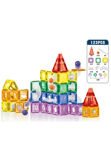 Kikibebe Colored Window Magnet Blocks &ndash; 123 Pieces &ndash; Multicolor
