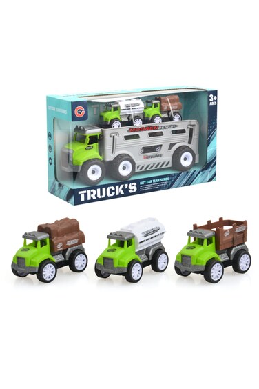 Kikibebe Friction Truck Set &ndash; 3 Pull-Back Farmer Vehicles &ndash; Green
