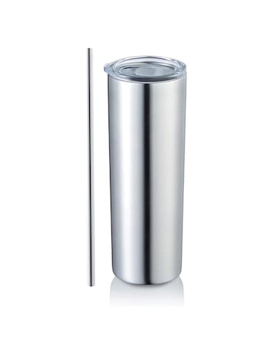Silk Route - Insulated Skinny Stainless Steel Tumbler Set 1 Pack 20oz Coffee Tumbler Straw Travel Coffee Mug With PBA Free Lids Slim Vacuum Insulated Tumblers Keep Hot and Cold Great for Home, Office