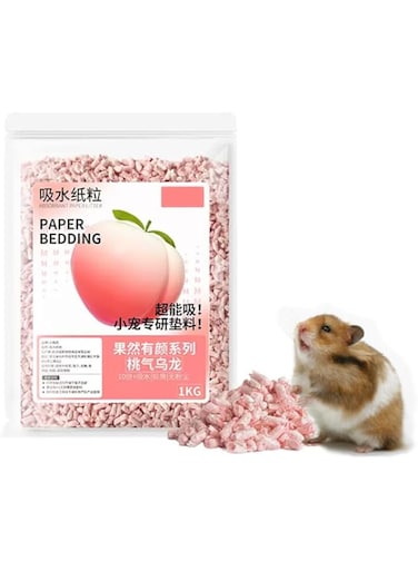 NeoStyle Hamster Paper Pellet Bedding, Odor and Water Absorbent，Dust Free Small Pet Bedding for Rabbits, Guinea Pigs &amp; Other Small Animals, 1kg (Pink)