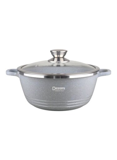 Versatile Efficient Non-stick  Casserole Pot Bowl Deep Fry Pan Cookware Tool Grey