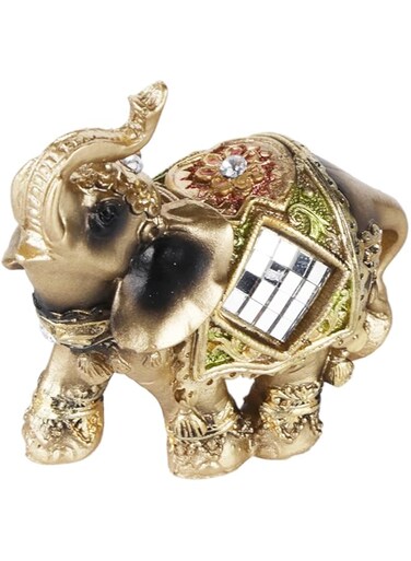 Walfront Lucky Feng Shui Green Elephant Statue Sculpture Wealth Figurine Gift Home Decoration (Green trumpet)