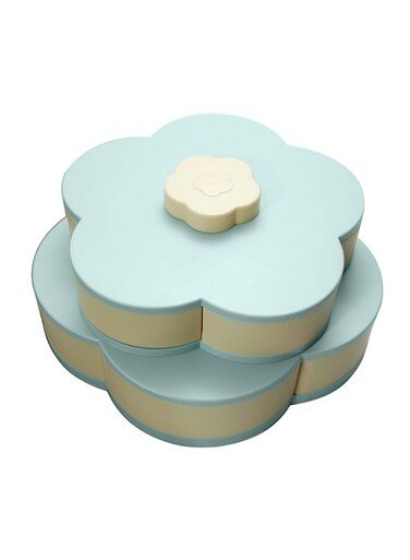 Petal-Shape Rotating Snack Tray Blue 27x14.5x27cm