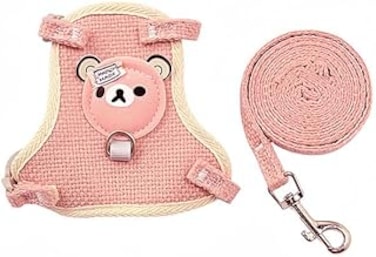 GWYAU Dog Harness and Leash Set，High quality non stretch breathable soft mesh dog vest shoulder strap,Adjustable pet harness suitable for small and medium-sized dogs and cats，Pink(S)