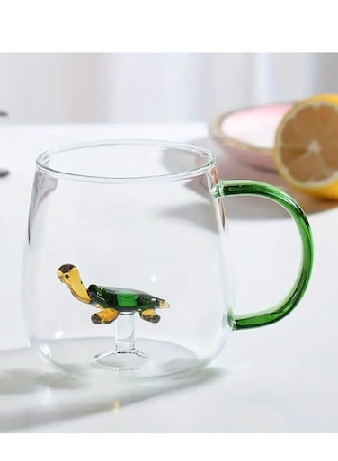 300ML Borosilicate Three-Dimensional Coffee Cup with Handle, Tortoise