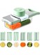 Chopper, Mandoline Food Slicer Cutter with Handheld Container, 6 Blades and Blade Box, Cucumber Slicer, Magnetic Kitchen Tools for Veggie Potato Onion Butter Carrot (Green, 8 in 1)