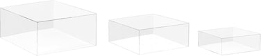 Red Co. Set of 3 Square Cube Acrylic Display Nesting Risers (12", 10", 8") - Clear