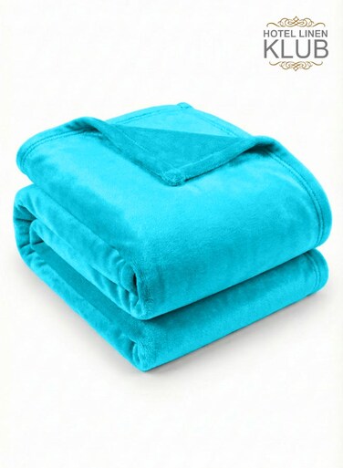 Linen Klub Double Micro Fleece Flannel Blanket 260 GSM Super Plush and Comfy Throw Blanket Size 200 x 220cm Turquoise