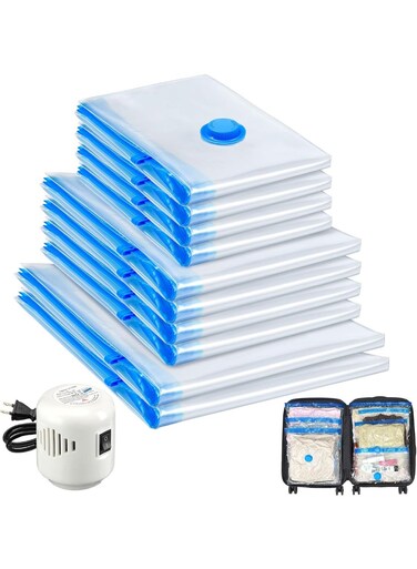 Pack Travel Vacuum Storage Bags With Electric Pump, Vacuum Seal Bags for Clothing, Vacuum Sealer Bags for Luggage, Travel Essentials
